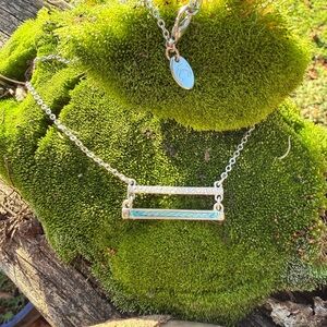 Charming Charlie Silver and Blue Bar Necklace